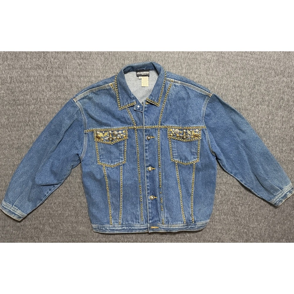 St. Maarten Women's Vintage Denim Jacket Made In USA With Studs Size Small